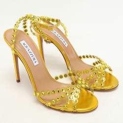 Aquazzura Green PVC Tequila Ankle Strap Sandals Size 37