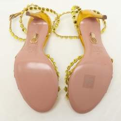 Aquazzura Green PVC Tequila Ankle Strap Sandals Size 37