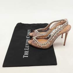 Aquazzura Transparent/Beige Leather and PVC Temptation Pumps Size 37.5
