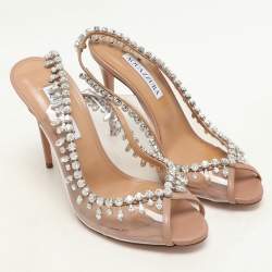 Aquazzura Transparent/Beige Leather and PVC Temptation Pumps Size 37.5