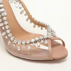 Aquazzura Transparent/Beige Leather and PVC Temptation Pumps Size 37.5