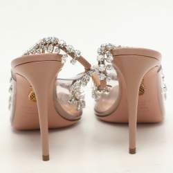 Aquazzura Transparent/Beige Leather and PVC Temptation Pumps Size 37.5