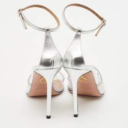 Pre Owned Aquazzura Transparent/Silver PVC and Leather Ray Of Light Sandals Size 37