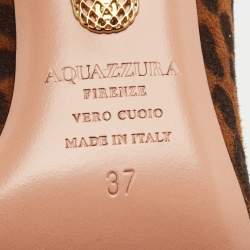 Aquazzura Brown Jaguar Print Suede Purist Pointed Toe Pumps Size 37