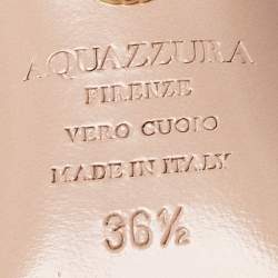 Pre Owned Aquazzura Pink Suede Disco Flower Embellished Ankle Tie Sandals Size 36.5