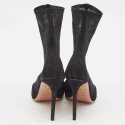 Aquazzura Black Mesh and Suede Pointed Toe Hot Stuff Ankle Booties Size 37