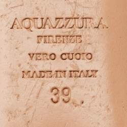 Pre Owned Aquazzura Black Leather Christy Lace Up Pointed Toe Ballet Flats Size 39