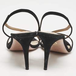 Pre Owned Aquazzura Black Suede Serpentine Strappy Slingback Sandals Size 36.5