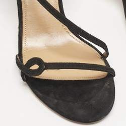 Pre Owned Aquazzura Black Suede Serpentine Strappy Slingback Sandals Size 36.5