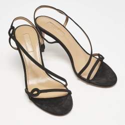 Pre Owned Aquazzura Black Suede Serpentine Strappy Slingback Sandals Size 36.5