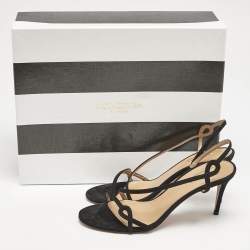 Pre Owned Aquazzura Black Suede Serpentine Strappy Slingback Sandals Size 36.5