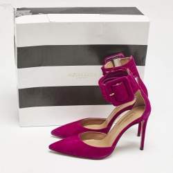 Aquazzura Purple Suede Casablanca Ankle Cuff Pumps Size 36.5