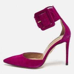 Aquazzura Purple Suede Casablanca Ankle Cuff Pumps Size 36.5