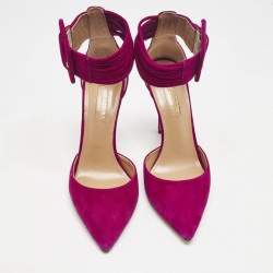 Aquazzura Purple Suede Casablanca Ankle Cuff Pumps Size 36.5