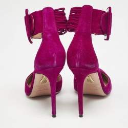 Aquazzura Purple Suede Casablanca Ankle Cuff Pumps Size 36.5