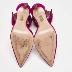 Aquazzura Purple Suede Casablanca Ankle Cuff Pumps Size 36.5
