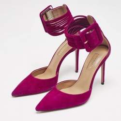 Aquazzura Purple Suede Casablanca Ankle Cuff Pumps Size 36.5