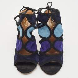 Aquazzura Multicolor Suede Vika Sandals Size 38.5
