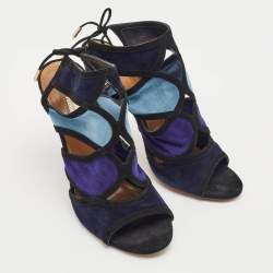Aquazzura Multicolor Suede Vika Sandals Size 38.5