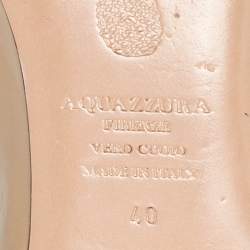 Pre Owned Aquazzura Beige Leather Christy Ankle Wrap Ballet Flats Size 40