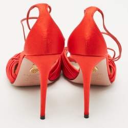 Aquazzura Red Satin Bellini Beauty Ankle Strap Sandals Size 39