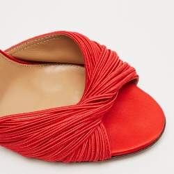 Aquazzura Red Satin Bellini Beauty Ankle Strap Sandals Size 39