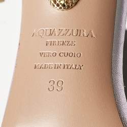 Pre Owned Aquazzura Lilac Leather Love Link Ankle Strap Sandals Size 39