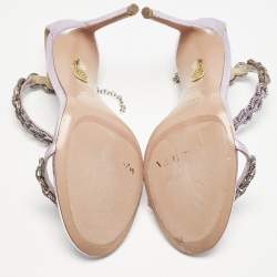 Pre Owned Aquazzura Lilac Leather Love Link Ankle Strap Sandals Size 39