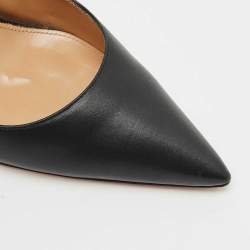 Pre Owned Aquazzura Black Leather Bow Tie Pumps Size 39.5