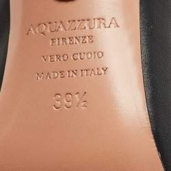 Pre Owned Aquazzura Black Leather Bow Tie Pumps Size 39.5