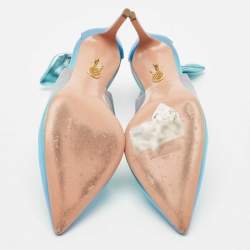 Pre Owned Aquazzura Two Tone Leather Bow Tie Pumps Size 37.5