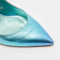 Pre Owned Aquazzura Two Tone Leather Bow Tie Pumps Size 37.5