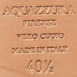 Pre Owned Aquazzura Black Leather Christy Ankle-Wrap Ballet Flats Size 40.5