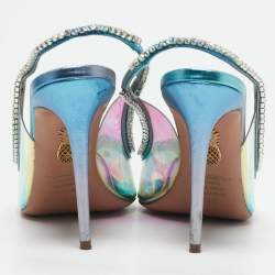Pre Owned Aquazzura Transparent Crystal Embellished PVC Heaven Slingback Pumps Size 38.5