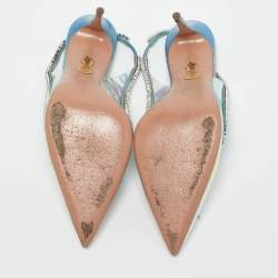 Pre Owned Aquazzura Transparent Crystal Embellished PVC Heaven Slingback Pumps Size 38.5