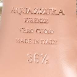 Pre Owned Aquazzura Gold Leather Nadja Strappy Ankle Wrap Sandals Size 36.5