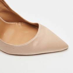 Pre Owned Aquazzura Beige Satin Forever Marilyn Cut Out Tassel Detail Pumps Size 39