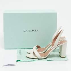 Pre Owned Aquazzura White Leather So Nude Slingback Sandals Size 37.5