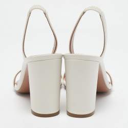 Pre Owned Aquazzura White Leather So Nude Slingback Sandals Size 37.5