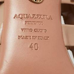 Aquazzura Beige Leather Amazon Ankle Strap Sandals Size 40