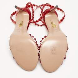 Aquazzura Red PVC Crystal Embellished Tequila Sandals Size 39.5