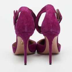 Pre Owned Aquazzura Purple Suede Casablanca Ankle Cuff Pumps Size 40