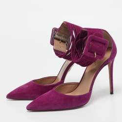 Pre Owned Aquazzura Purple Suede Casablanca Ankle Cuff Pumps Size 40