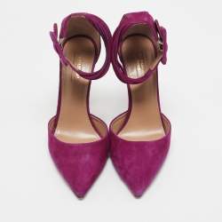 Pre Owned Aquazzura Purple Suede Casablanca Ankle Cuff Pumps Size 40
