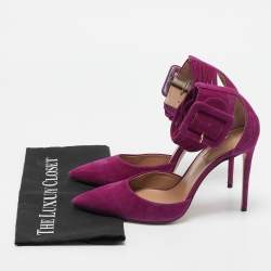 Pre Owned Aquazzura Purple Suede Casablanca Ankle Cuff Pumps Size 40