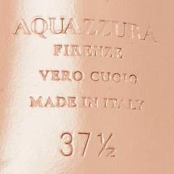 Pre Owned Aquazzura Beige Grosgrain Embellished Love Link Sandals Size 37.5