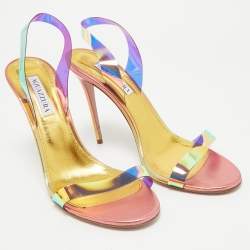 Aquazzura Multicolor PVC So Nude Slingback Sandals Size 41         
