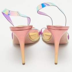 Aquazzura Multicolor PVC So Nude Slingback Sandals Size 41         