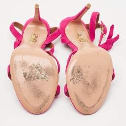 Aquazzura Pink Suede Disco Ankle Wrap Sandals Size 37
