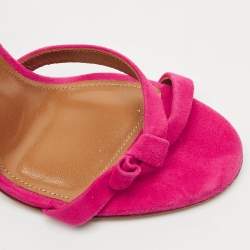Aquazzura Pink Suede Disco Ankle Wrap Sandals Size 37